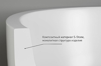 Ванна каменная SALINI ORNELLA 102321M S-Stone матовая 170х75см встраиваемая